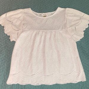 URBAN Romantics White Eyelet Scoop Neck Top